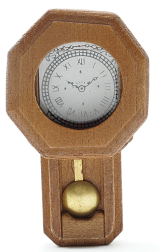 Dollhouse Miniature Railroad Clock, Walnut
